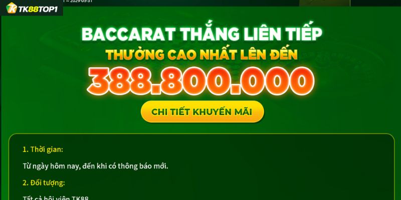 Khái quát về khuyến mãi Baccarat thắng liên tiếp